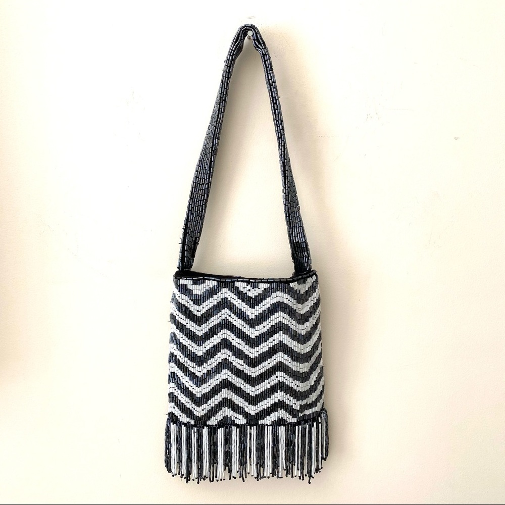 Anthropologie Beaded Fringe Bag